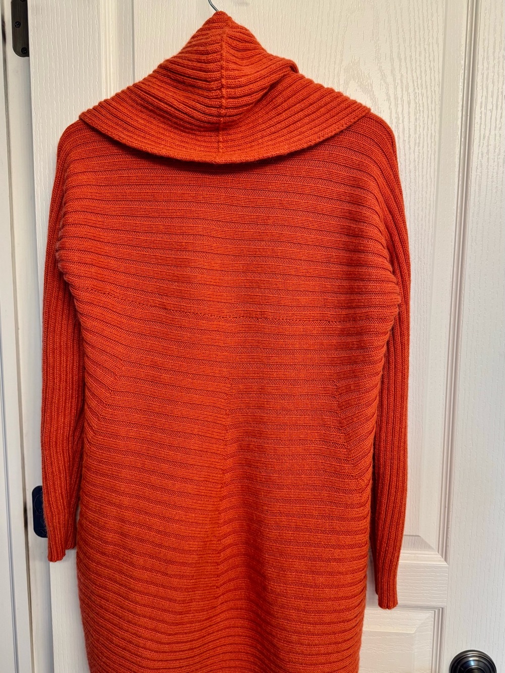 Open-Front Ribbed Cardigan Sweater in Bright Orange - Picture 4 of 10